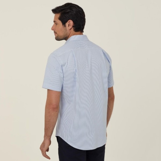 Picture of NNT Mens Avignon Fine Block Stripe Stretch Shirt Short Sleeve
